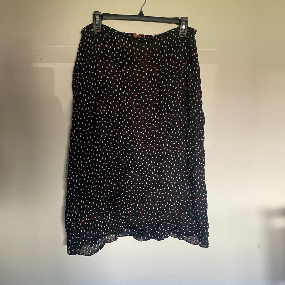 Liz Claiborne Reversible Skirt Black & Pink Polka Dot / Floral Size 12
